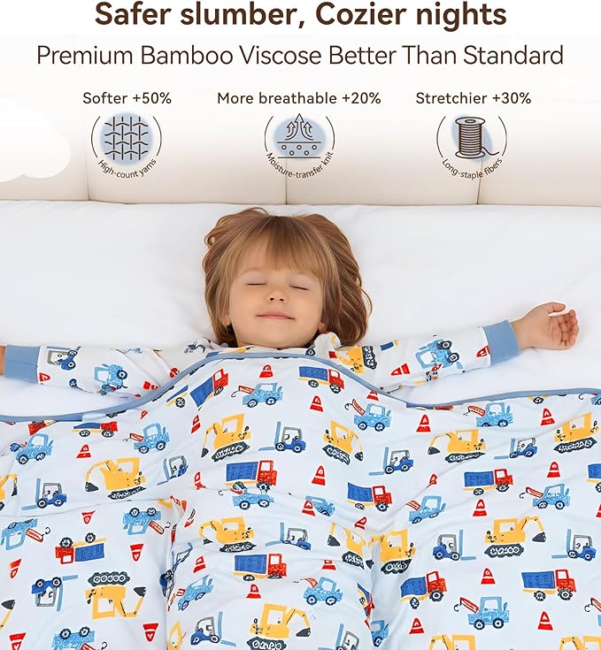 Premium Baby Blankets, Soft Viscose from Bamboo Blanket for Boys and Girls, Nursery Crib Bedding Quilt for Newborn and Toddler, Cooling for Hot Sleepers, 50'' x 50'' Blue Car