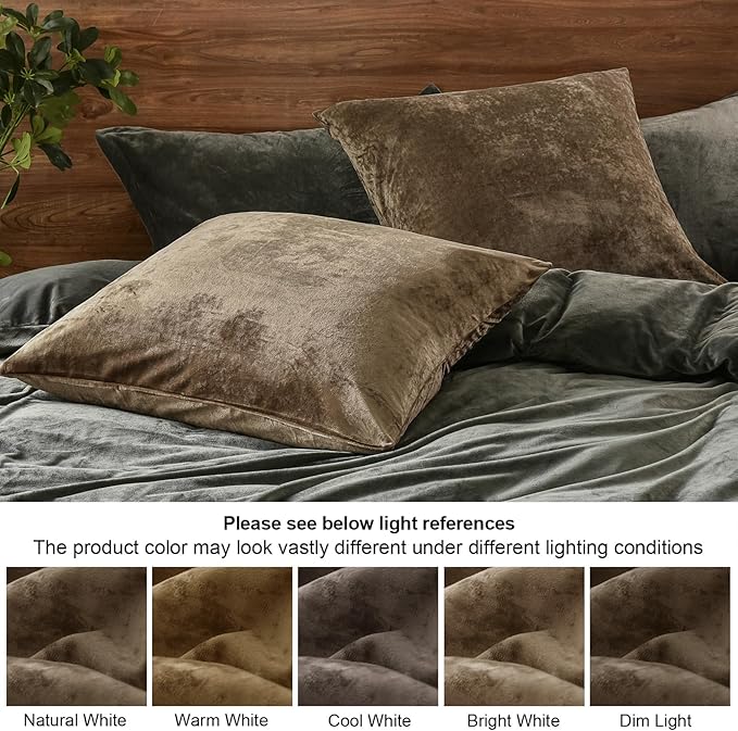 PHF Truly Velvet Euro Sham, 26"x 26",No Insert, 2 Pack Color Gradient Euro Throw Pillow Covers, Ultra Soft Cozy Pillow Covers for Luxurious Home Decorative, No Shedding, No Pilling, Khaki