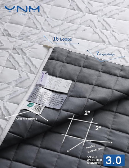 YnM Exclusive Cooling Weighted Blanket Rayon Derived from Bamboo, Bed Blanket for One Person of 140lbs, Ideal for Queen/King Bed (48x72 Inches, 15 Pounds, Cutting Motif/Rayon Derived from Bamboo)