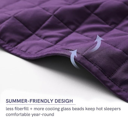 YnM 12lbs Weighted Blanket for Adults, Cotton Heavy Bed Throw Blanket with Cooling Glass Beads for All Season Use, Ideal for ~110lbs (48x72 Inches, Twin/Full, Fuchsia Purple)
