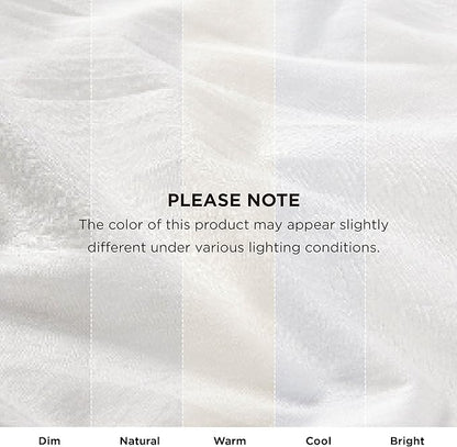 Bedsure 5 Pieces Cotton Comforter Set with Cotton Waffle Throw Blanket - White Comforter King Size, Pillow Shams, Taupe Cooling Blanket of Rayon Derived from Bamboo for Hot Sleepers, Throw Pillow