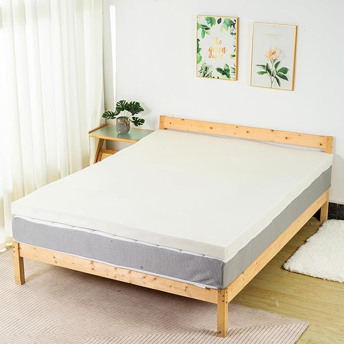 Greaton, 1-Inch Copper-Infused Memory Foam Mattress Toppers, Cooling and Pressure Relieving with Airflow Design, King, Beige