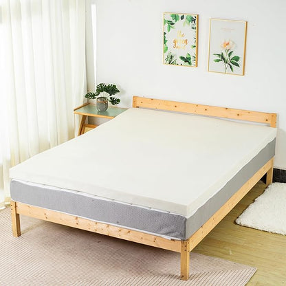 Greaton, 3-Inch Copper-Infused Memory Foam Mattress Toppers, Cooling and Pressure Relieving with Airflow Design, Full, Beige