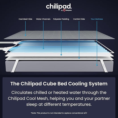 Chilipad Cube Bed Cooling System - Cooling & Heating Mattress Topper, Dual Zone Individual Bed Temperature, Cool Sleep Enhancement, Temp Range of 60-115°F, WE King Bedsize (76"W x 80"L), Model: CP515