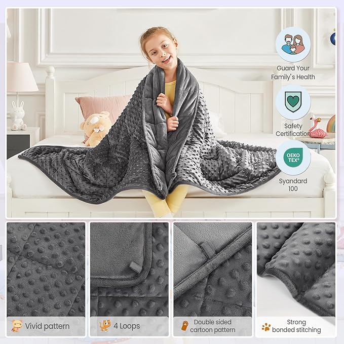 HOSUKKO Weighted Blanket - 2 lbs Grey Thciken Heavy Blanket - Small Size Breathable Blanket(36 * 48 inches, 2 lbs)