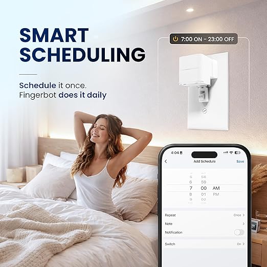 Smart Finger Bot (Gateway Included), Supports Button/Rocker/Toggle Switch, Wireless Bluetooth Control, 2.4GHz Wi-Fi Only, No Wiring Needed, Timer and App Integration, Google/Alexa Compatible