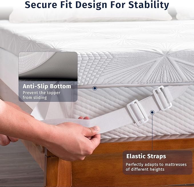 Ballad 3 Inch Gel Memory Foam Mattress Topper Twin XL Size, High Density Cooling Pad with Premium Removable Cover, Pressure Relief Bed Topper, (CertiPUR-US & Oeko-Tex Certified)
