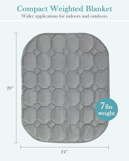 Topblan Weighted Lap Blanket 7lbs for Adults, Small Weighted Blanket Throw for Napping, Relaxation, Calming and Travel, Skin Friendly & Machine Washable for All-Season Sleeping, Grey 24x29 inches
