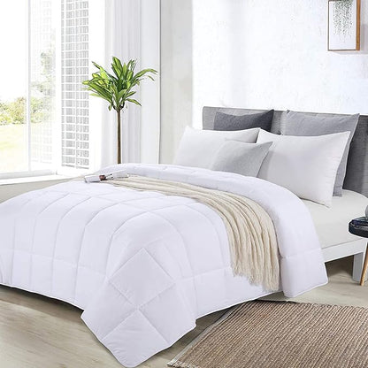 HOMBYS Alaskan King Comforter 132x120, Lightweight Quilted Down Alternative Duvet Insert for All Season,White,8 Corner Tabs
