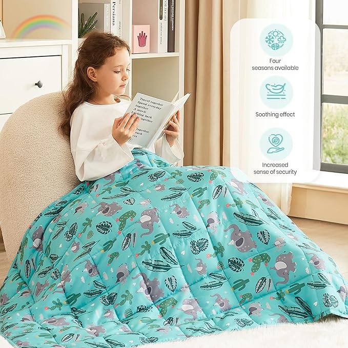 HOSUKKO Weighted Blanket - 10 lbs Green Bush Heavy Blanket - Breathable Blanket(41 * 60 inches, 10 lbs)
