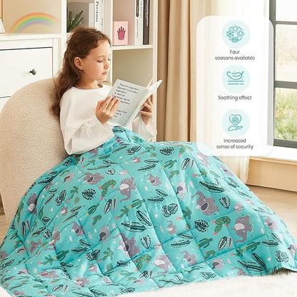 HOSUKKO Weighted Blanket - 10 lbs Green Bush Heavy Blanket - Breathable Blanket(41 * 60 inches, 10 lbs)