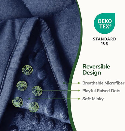 Sivio Weighted Lap Blanket, Minky Dots Weighted Blanket,Soft and Cozy Cooling Heavy Blanket, Calm and Nap, School and Home, 2lbs 20 x 30inches, Navy Blue
