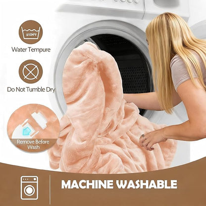 Wearable Heated Blanket, 40"x70" Eletric Throw with 6 Heating Levels and 12 Hours Timer, Heated Wrap Poncho Shawl & Hoodies with Pockets, Machine Washable with ETL Certification, Beige