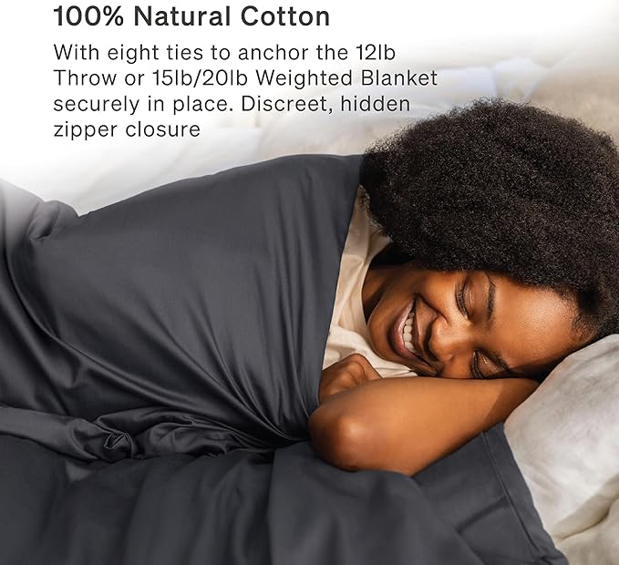 Baloo 100% Cotton Duvet Cover for Weighted Blanket (Midnight - 80"x87" - Full/Queen Size) | Cool, Soft & Durable