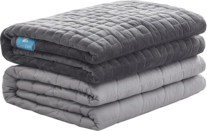 CoolZen™ Cooling Weighted Blanket 25 lbs with Removable Cover — Heavy Blanket for Adults, Calming, & Sleeping — Weighted Comforter with Premium Glass Beads for All Seasons — 60”x80” Queen Bed Size