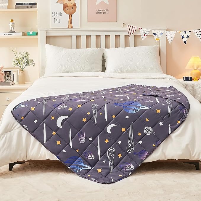 yescool Star Weighted Blanket 10 Pounds Twin Cooling Weighted Blanket, Galaxy Moon Heavy Blanket for Sleeping, Weighted Throw Blanket Gift for 80-110lbs, 48"x72"