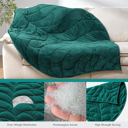 Kaisa Weighted Blanket for Adults (10 lbs, 60" x 78"), Soft Heavy Blanket Machine Washable, Queen Size Weighted Blankets with Glass Beads for Stress Relief and Sleep Promotion,Green