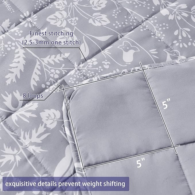 yescool Weighted Blanket for Adults (15 lbs, 48" x 72", Pearl Grey) Cooling Heavy Blanket for Sleeping Perfect for 140-160 lbs, Twin Size Breathable Blanket with Premium Glass Bead, Machine Washable