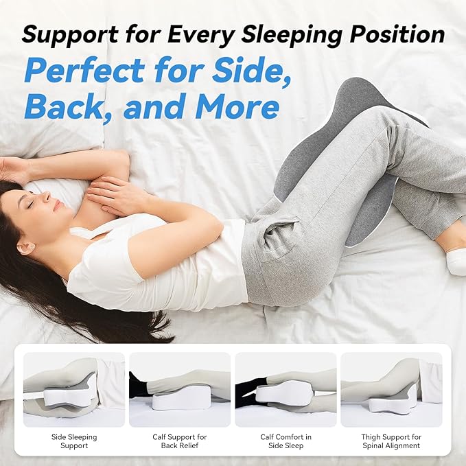 Knee Pillow for Side Sleepers,Leg Pillows for Sciatica,Knees,Hips,Joints Between Legs,Back Pain Relief When Side Sleeping Spine Alignment Support for Knee Surgery Recovery