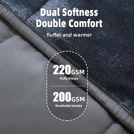 MOTRIP Weighted Blanket 10 Pounds Flannel, Soft Bed Blanket with Sanded Reversible, 48''x72'' 10lbs Dark Grey