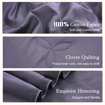 YOUR MOON Pure Mulberry Silk Comforter Queen Size for All Season,100% Natural Long Strand Silk Fill Duvet, Luxury Bedding, Noiseless Cotton Shell (Dark Gray)