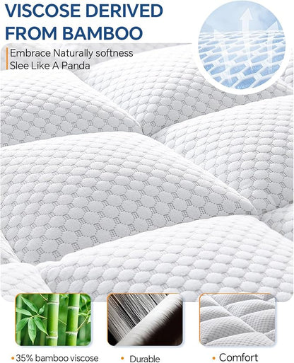 BEDELITE Queen Mattress Topper Dual Layer 4 Inch Memory Foam Mattress Topper, 2 Inch Pilow Top Mattress Pad and 2 Inch Premium Gel Foam Mattress, with Stretchable Pockets Up to 6"-24"