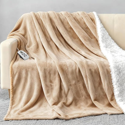 Heated Blanket Electric Blanket Twin 62"x84" Fast Heating Electric Blanket with 10 Heat Levels & 10 Hours Auto-Off Overheat Protection Cozy Soft Flannel Heated Throw Blanket