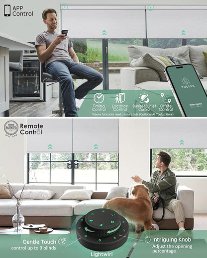 Yoolax Motorized Blinds with Remote, Smart Blinds for Windows Blackout Automatic Shades Compatible with Alexa Remote Control Roller Window Shades with Valance, Custom Size (V- Shimmer Meteor White)