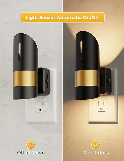 L LOHAS LED Night Light,Night Lights Plug into Wall, [2 Pack] Night Lights with Dusk to Dawn Sensor, Brightness Adjustable,3000K Soft White,Modern Nightlight for Adults Bathroom Hallway