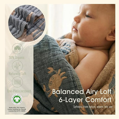 Ultra Soft Muslin Baby Blanket, A Versatile Swaddle and Crib for Babies, Toddlers, Boys, and Girls (1 Pack Ocean)