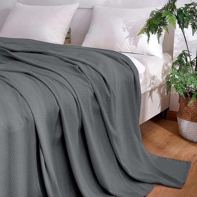 DANGTOP Cooling Blankets for Hot Sleepers, 100% Rayon Lightweight Breathable Summer Blanket Absorbs Body Heat to Keep Cool on Warm Night(79x91 inches, Dark Grey)