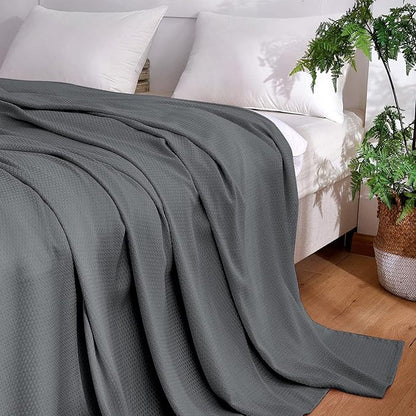 DANGTOP Cooling Blankets for Hot Sleepers, 100% Rayon Lightweight Breathable Summer Blanket Absorbs Body Heat to Keep Cool on Warm Night(79x91 inches, Dark Grey)