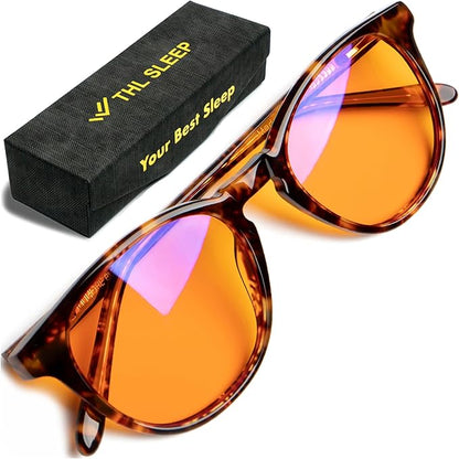 Orange Blue Light Blocking Glasses for Better Sleep - 99.5% Premium Acetate Migraine Glasses for Women & Men