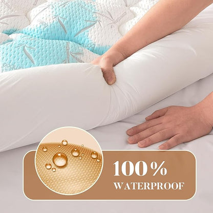 100% Waterproof Full Size Mattress Topper, Thick Pillow Top Mattress Pad，Up to 21 Inch Deep Pocket, Soft Breathable Mattress Pad for Back Pain, Protector Cover(White)