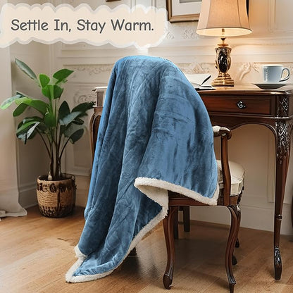 Electric Heated Blanket Queen Size 84"x90", Soft Flannel with Dual Controllers & Overheat Protection, 9 Adjustable Heat Settings & 10-Hour Auto-Off Timer, Fast Heating for Winter Comfort, Blue