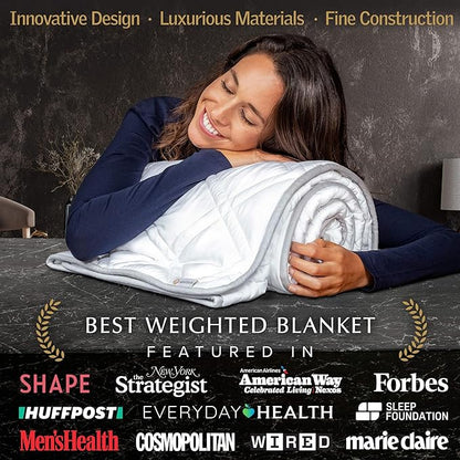Aricove Cooling Weighted Blanket, 17 lbs, Twin Size for Adults, Luxury Heavy Blanket, Silky Soft Bamboo Viscose, 48x72 inches, Machine Washable, White