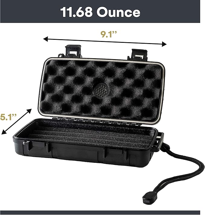 Pardo Cigar Travel Humidor Cigar Box - Airtight, Waterproof, Portable Humidor Case with Built-in Humidifier Disc, Durable Storage for up to 5 Cigars - Compact Cigars Travel Case