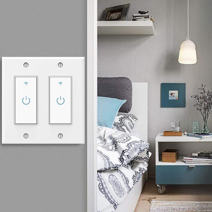 WiFi Light Smart Switch 2 Gang Touch Wall - Compatible With Alexa Google Assistant and IFTTT