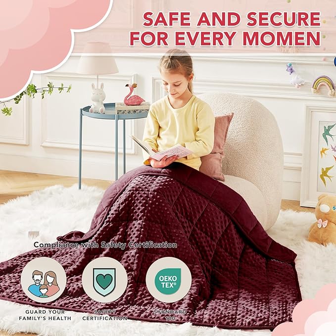 CuteKing Weighted Blanket - 40"x60" 10lbs Minky Dots Heavy Blanket with Glass Beads Soft Breathable for All-Season Summer Fall Winter Thick Comfort for Sleeping