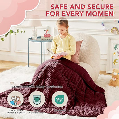 CuteKing Weighted Blanket - 40"x60" 7lbs Minky Dots Heavy Blanket with Glass Beads Soft Breathable for All-Season Summer Fall Winter Thick Comfort for Sleeping