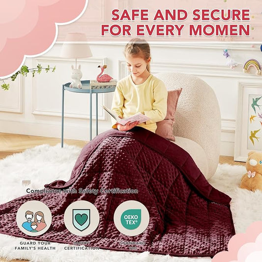 CuteKing Weighted Blanket - 36"x48" 5lbs Minky Dots Heavy Blanket with Glass Beads Soft Breathable for All-Season Summer Fall Winter Thick Comfort for Sleeping