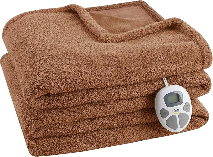 Serta Heated Blanket, Electric Full Size Blanket, Soft, Warm, Fuzzy Heating Blanket Full for Office, Couch, 1-12 hr Auto Shut Off Timer, 10 Lv Heat Setting, ETL Certified, Full 77" x 84" Rust