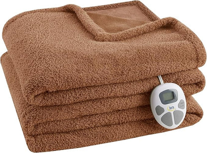 Serta Heated Blanket, Electric Full Size Blanket, Soft, Warm, Fuzzy Heating Blanket Full for Office, Couch, 1-12 hr Auto Shut Off Timer, 10 Lv Heat Setting, ETL Certified, Full 77" x 84" Rust