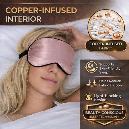 Anti Aging Silk Sleep Mask for Women, Mulberry Silk Eye Mask for Sleeping and Skin Care, Blackout Sleep Mask with Copper Ion Technology Reduces Eye Puffiness, Fine Lines and Wrinkles