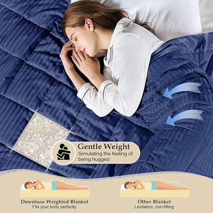 downluxe Weighted Blanket King Size, 18 lb Weighted Blanket with Glass Beads for All Season, Machine Washable Heavy Blanket (Navy, 108 X 90 Inch)