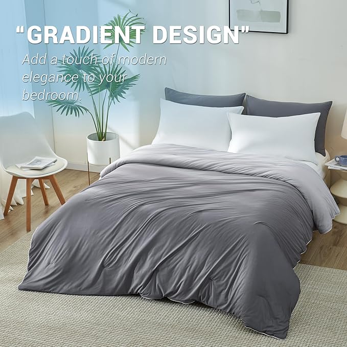 Elegear Cooling Comforter King Absorbs Body Heat to Keep Cool, Double-Sided Cooling Blanket for Hot Sleepers Arc-Chill Cool Fabric Q-Max>0.5, Lightweight Summer Comforter Cold Blanket, Gradient Gray
