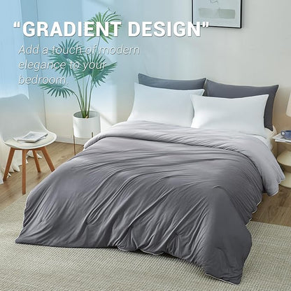 Elegear Cooling Comforter Queen Size Absorb Body Heat to Keep Cool, Double-Sided Cooling Blanket for Hot Sleeper Arc-Chill Cool Fabric Q-Max>0.5, Lightweight Summer Comforter Ice Blanket,Gradient Gray