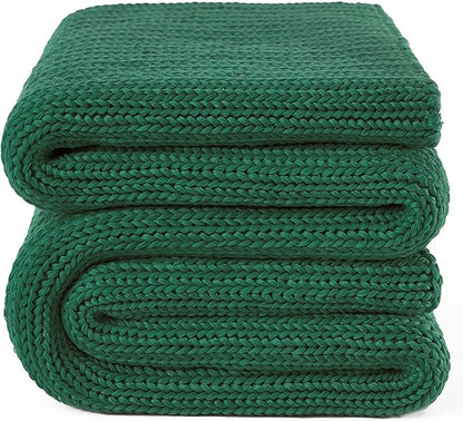 Guohaoi Knitted Weighted Blanket for Adults (Green 50"x75" 15lbs) No Beads Cooling Throw Blanket for Hot Sleepers, Home Decor Breathable Chunky Knit Heavy Blanket Use on Full Size Bed