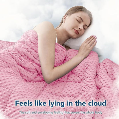 Topcee Weighted Blanket for Adults (20lbs 60"x80"), Minky Dots Heavy Blanket for 190-210lbs Sleeping, Soft, Cozy and Cooling Weighted Throw Blankets, Machine Washable, Pink