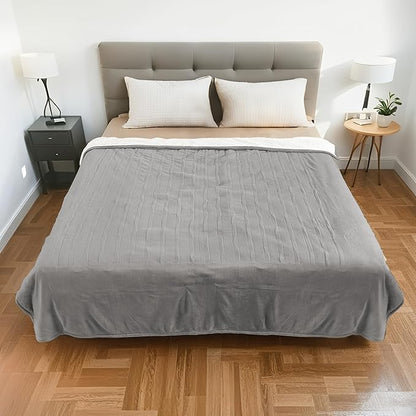 Electric Heated Blanket Queen Size 84"x90" - Dual-Sided with Microplush & Sherpa Fabric, 4 Heat Settings & 10 Hours Auto Off, Machine Washable - Light Gray